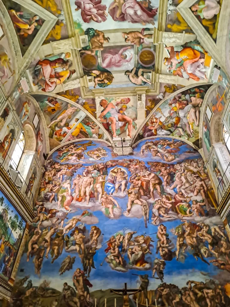 The Last Judgment by Michelangelo inside the Sistine Chapel