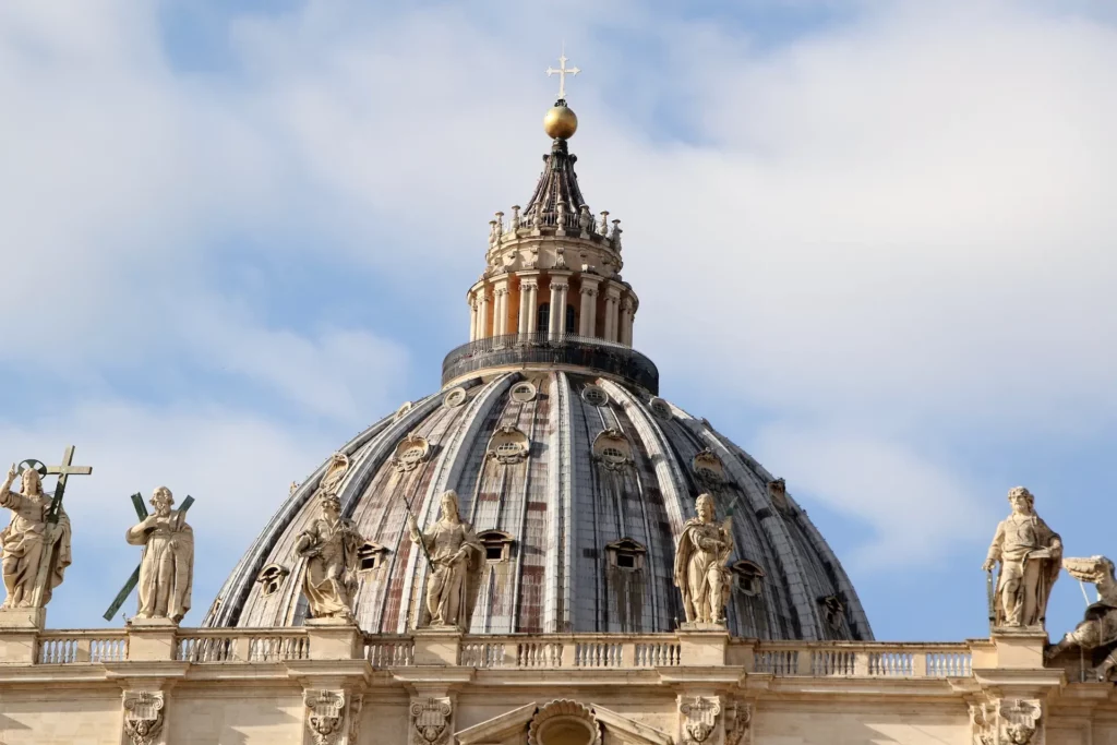 Close-up view of St Peter’s Basilica dome