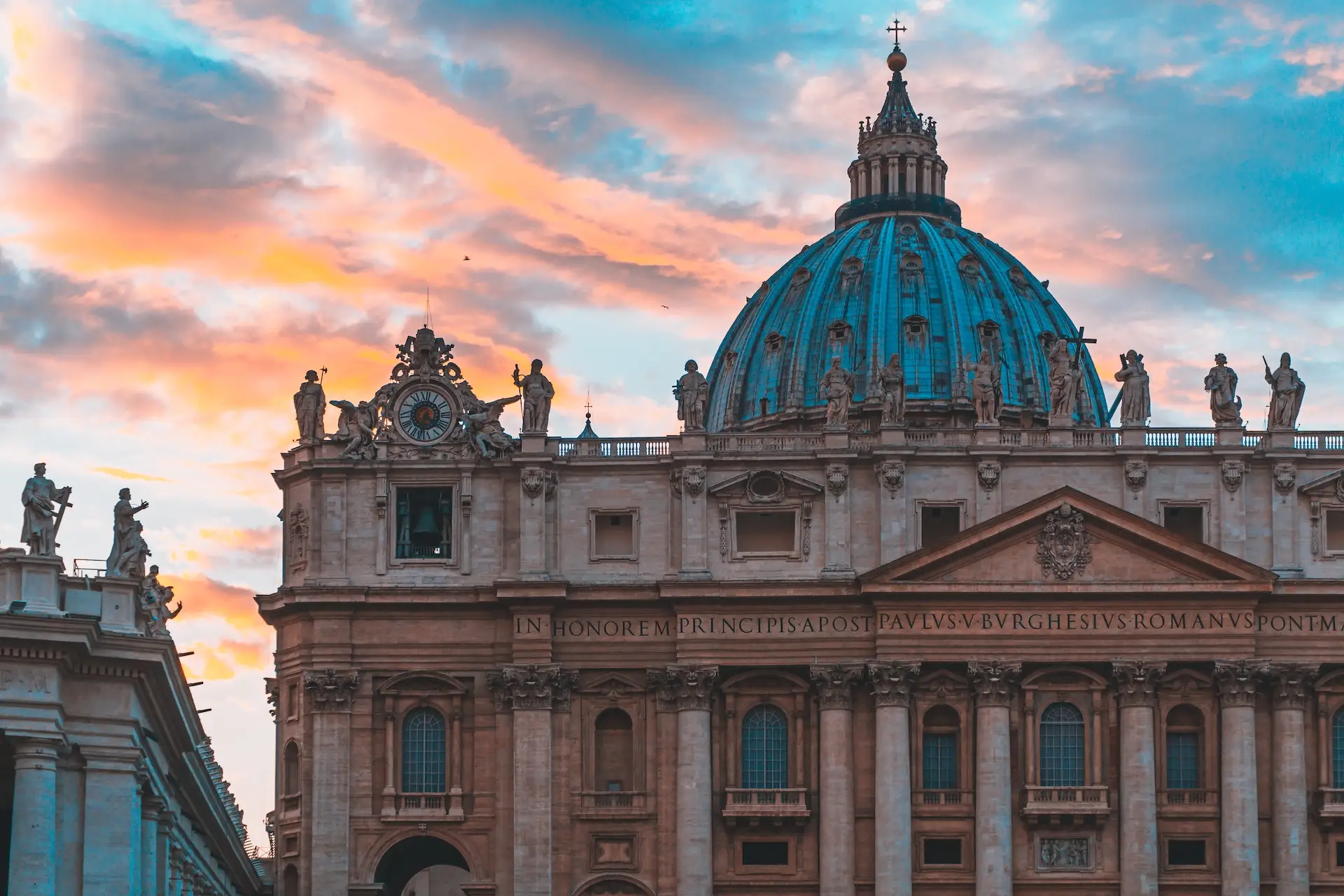 St Peter’s Basilica at sunset in Vatican City