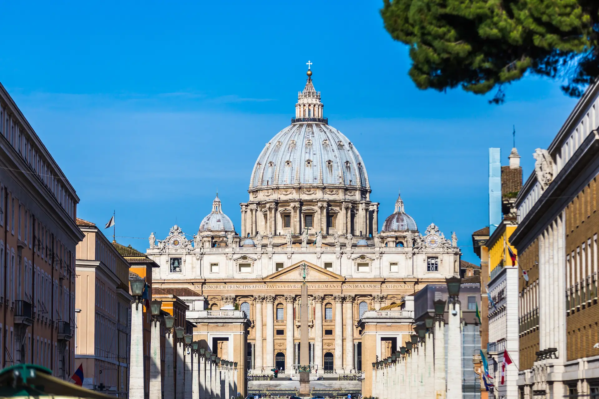 St Peter’s Basilica seen from Via della Conciliazione in Vatican City