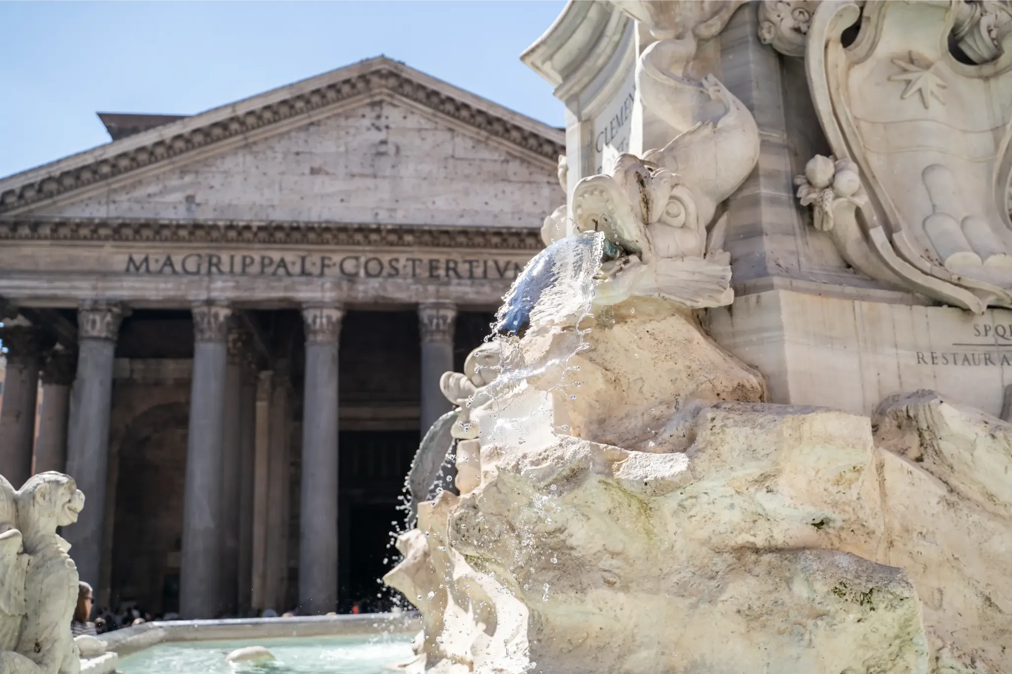 Pantheon fountain and obelisk in Piazza della Rotonda, Rome