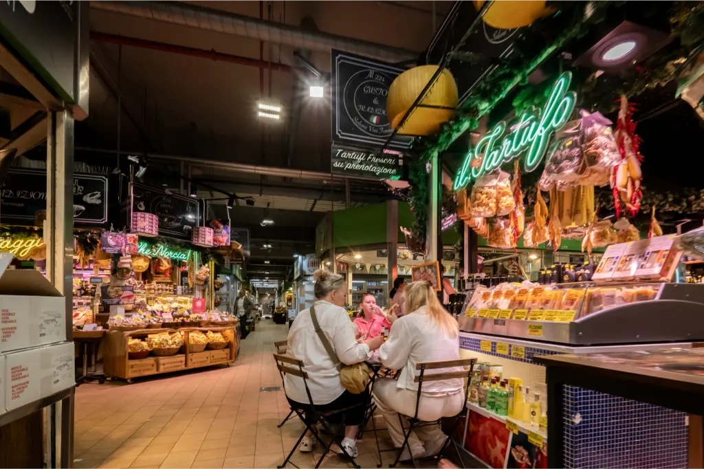 Truffle and local delicacies stall inside Mercato Trionfale market in Rome